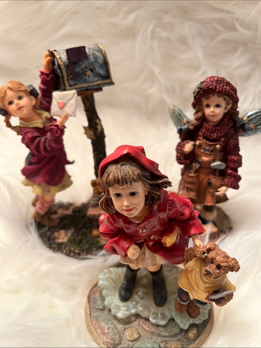 The Boyd Bear Collection Yesterdays Child Red Coat Girl Figurine  and Friends
